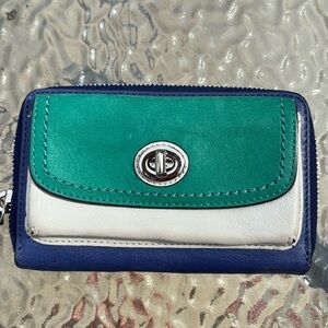 VINTAGE COACH Leather Color Block Wristlet Wallet